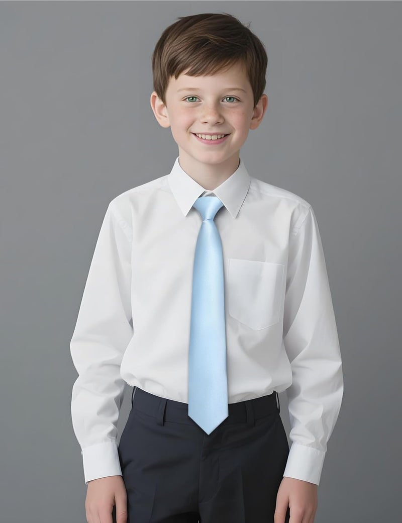 Ailisus Store Boys Tie Solid Color Silk Satin Pre-tied Kids Necktie for Age 8-12 Adjustable Formal Wedding School Graduation - Image 2